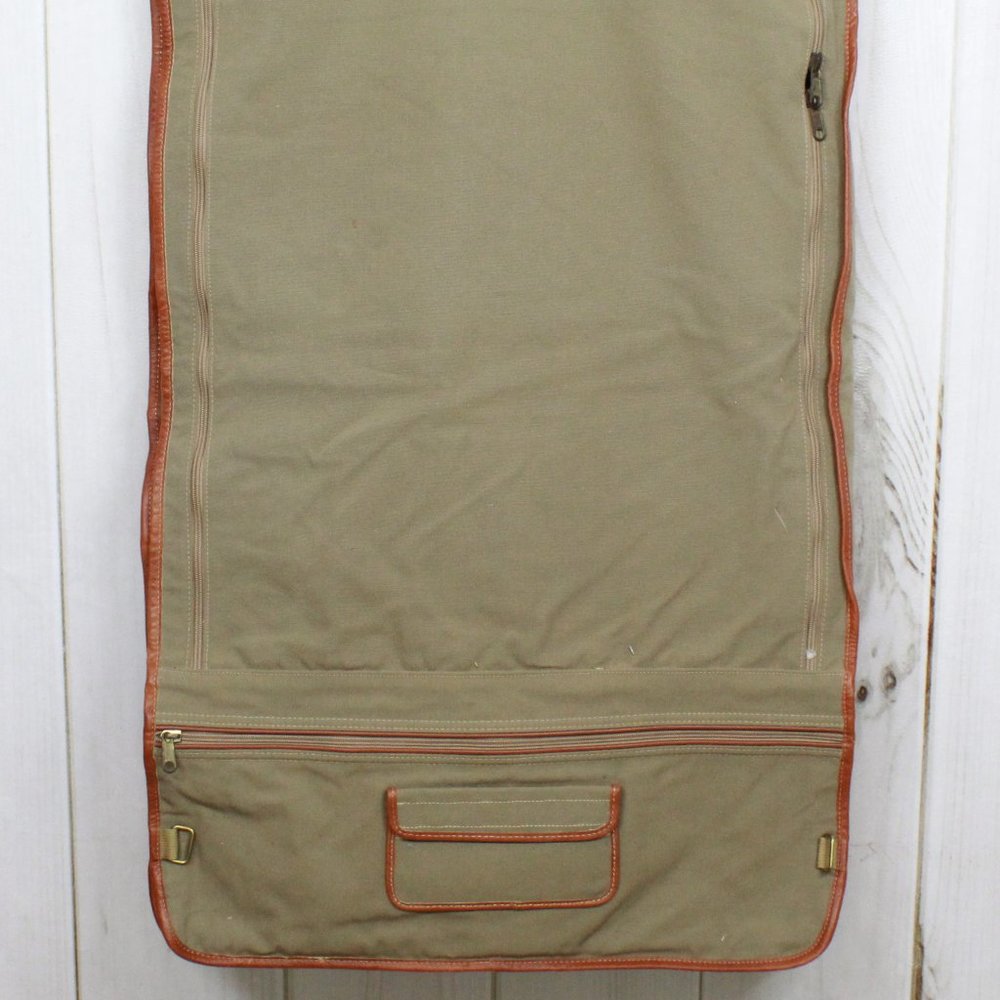 LL BEAN Brown Canvas Garment Travel Bag - Picture 6 of 12